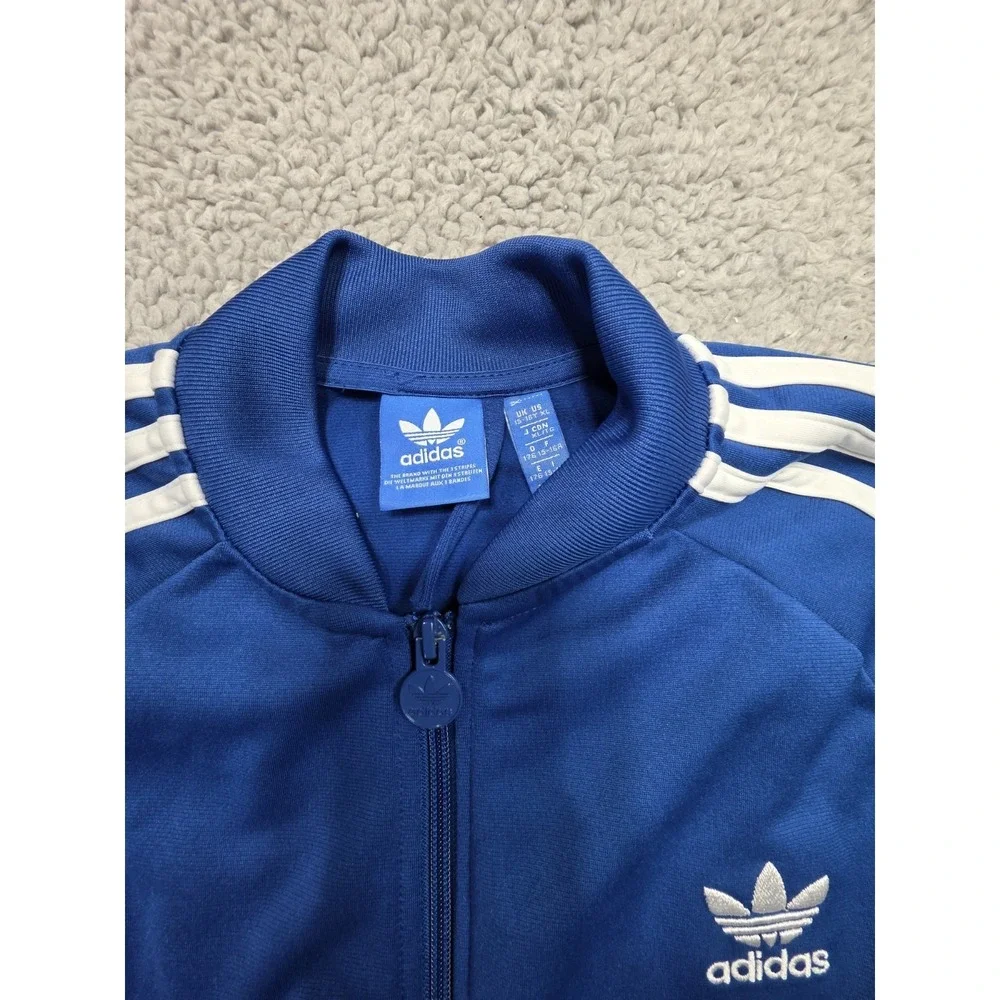 Adidas Youth Boys Size‎ 15-16Y XL Track Jacket Full Zip Blue with White Stripes
